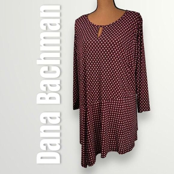Dana Bachman, Geometric Dot Print Tunic, Asymmetrical Hemline, Women’s 2X - Picture 1 of 12